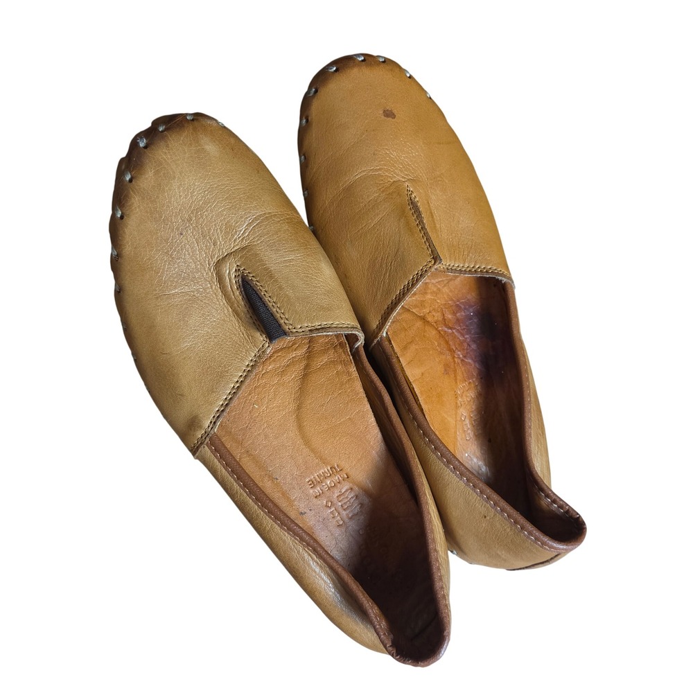 Spring Step Kathaleta Leather Slip-On Flats Whipstitch Loafers 7.5-8 Lug Sole